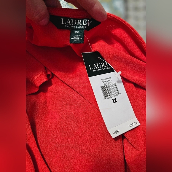 RALPH LAUREN Black Label V Neck Wide Leg Stretch Jumpsuit In Red. Size 2X NWT - Picture 5 of 11